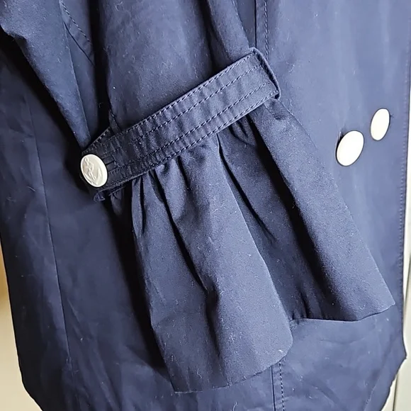 Talbots Navy Short Trench Coat Size M - Picture 5 of 10